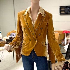 *SOLD* Gold Velvet Fringe Turquoise Blazer